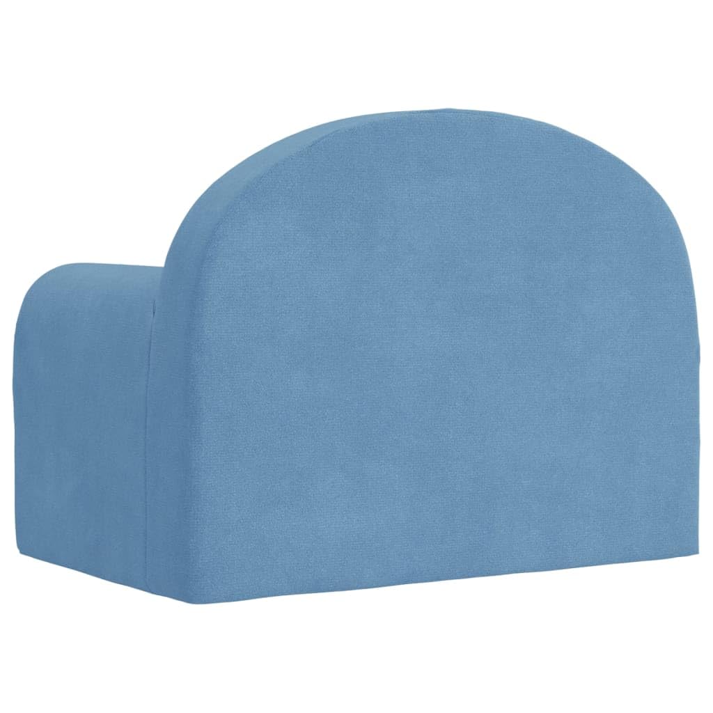 vidaXL Canapé pour Enfants, Siège avec Accoudoirs, Fauteuil avec Dossier pour Tout-Petits, Meuble de Chambre Maison, Bleu Peluche Douce