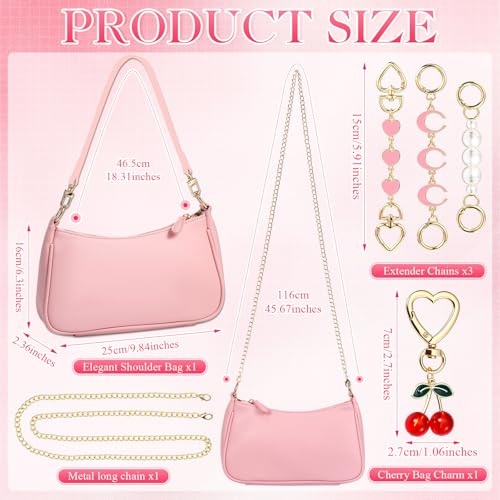 6 piezas bolso de hombro para mujer cuero pequeño con cadena miniatura 3