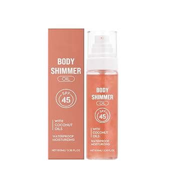 TBTFW Body Glow Oil, Rosy Shimmer Body Oil, Lightweight and Non Stick, Suitable for All Skin Tones 3.38 Oz