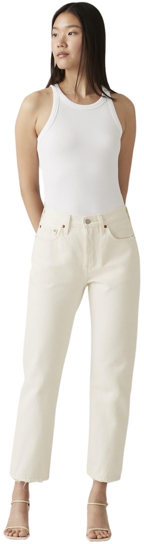 Levi's Women's 501 Crop Jeans, Ecru Booper No Damage, 24W / 28L