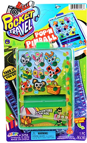 JA-RU Mini Pocket Size Pinball Game (1 Toy) Handheld Arcade Toy for Kids. Classic Retro Tabletop Games & Vintage Toys. Old Fashioned Party Favors Easter Basket. 3258-1