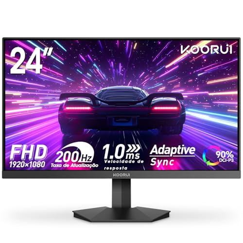 Monitor Gamer Koorui 24" IPS FHD 165Hz 1ms HDMI/DP sRGB 99% FreeSync Ajuste de Inclinação VESA - Preto 24E3