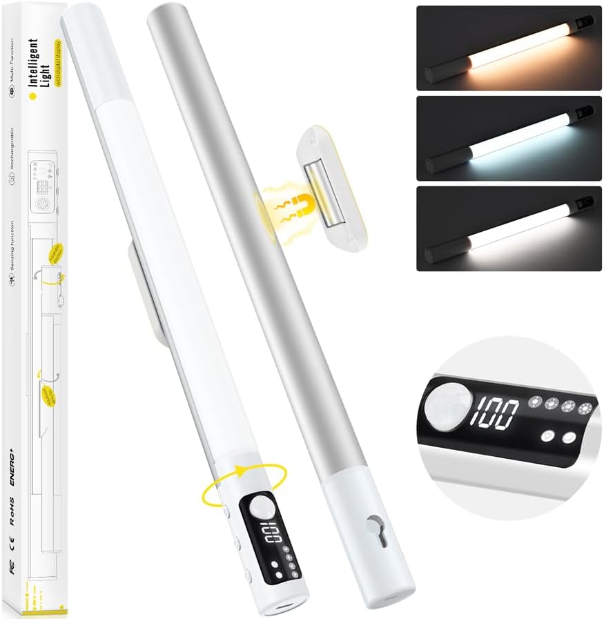 Under Cabinet Lighting, Motion Sensor Closet Lights, Wireless USB Rechargeable Led Light Bars, Sensor Night Lights for Drawers, Wardrobe, Stair, Kitchen 1 Packs [Energy Class A]