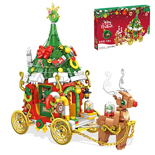 JOYFLY Weihnachts-Elch-Kutsche Bausteine mit LED Beleuchtung, Weihnachten Bauset Modell Kompatibel mit Lego Creator Weihnachten - 648 Teile Cover