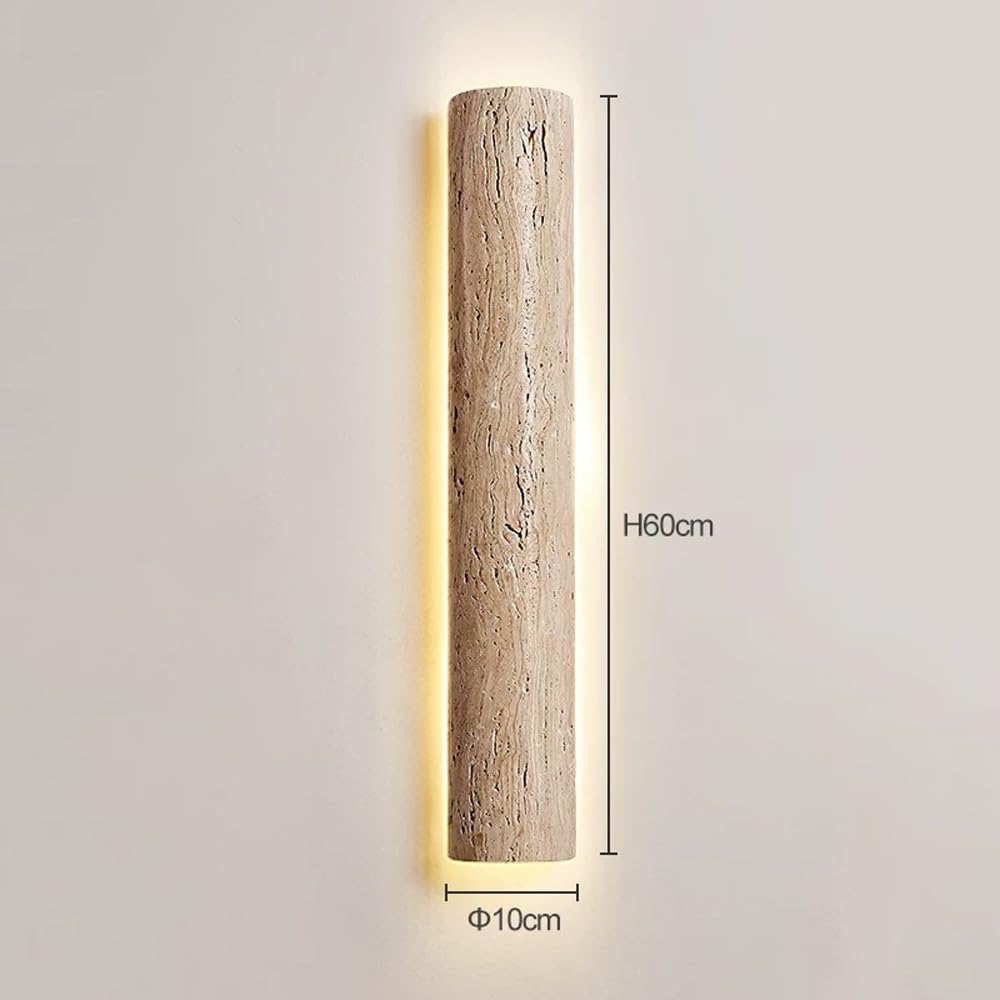 Półcylindrowy kinkiet ścienny LED, żółta lampa trawertynowa, długa oprawa oświetleniowa, nowoczesne światła retro, 3000 K, kinkiety przewodowe do przedpokoju, salonu, sypialni, 60 cm