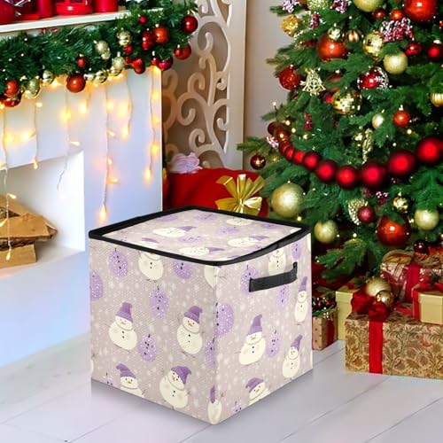 Boîte rangement décoration Noël 64 boules grand volume pliable couleur lavande beige - 8