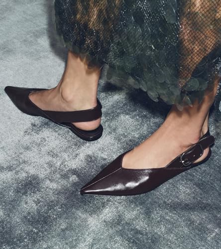 Slingback Flat Shoes for Women Pointed Closed Toe Flat Mule Sandals Casual Comfortable Office Dressy Shoes4