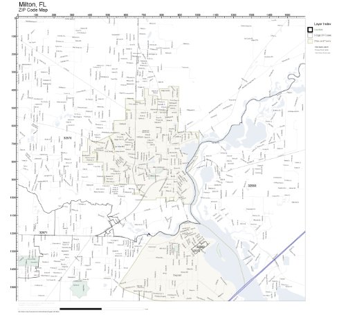 Amazon.com : ZIP Code Wall Map of Milton, FL ZIP Code Map Not Laminated ...