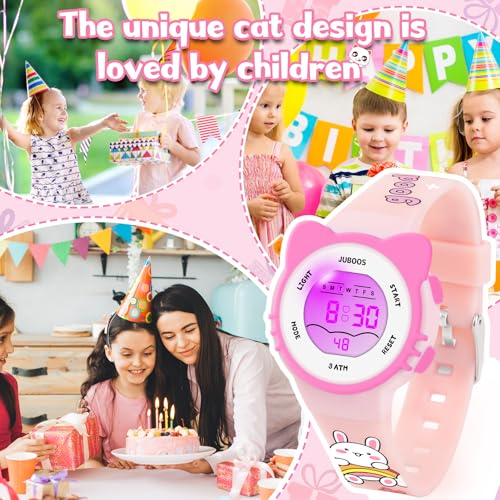 Image of Juboos Kid's Digital Watch for Boys and Girls, Waterproof LCD Digital Sports Kids Watch with 7 Color LED Lights, Stopwatch, Alarm