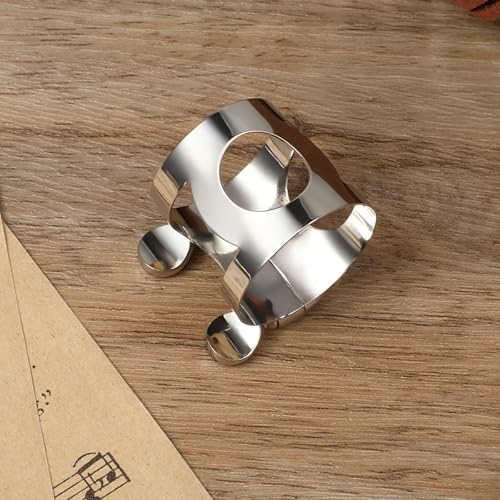 FNANJWQ Clarinet Ligature, Brass Clarinet Ligature B Flat with Adjustable Screw Silver Mouthpiece Pad Fastener Cover Practical Clarinets Accessories for Woodwinds Instrument - Thumbnail 7