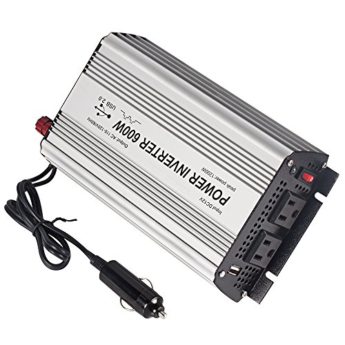 E-LION 600W Power Inverter DC 12V，Output 110V-120V AC Car Inverter with USB Car Adapter