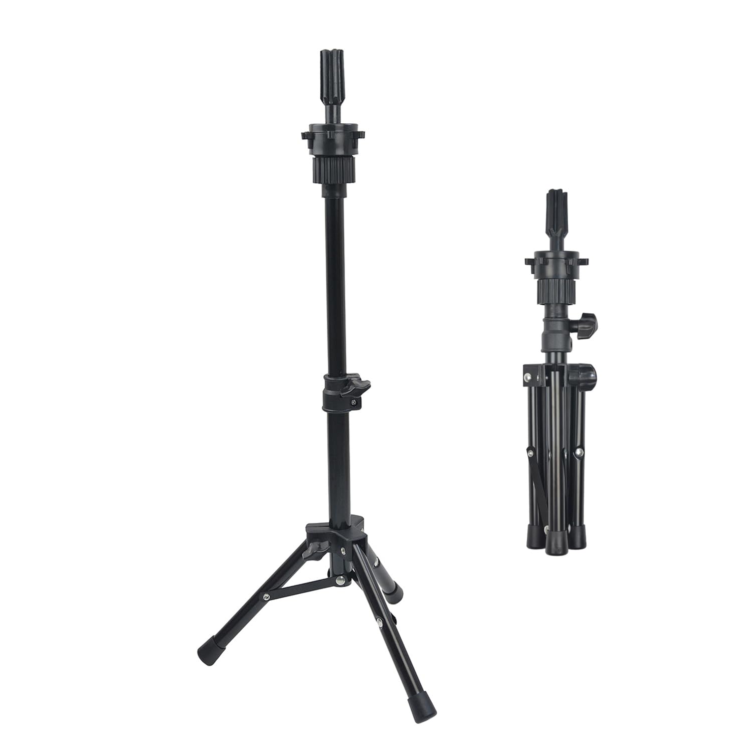 YTBYT Mini Wig Stand Tripod 25 Inch Adjustable Wig Head Stand Mannequin Head Stand for Cosmetology Hairdressing Training