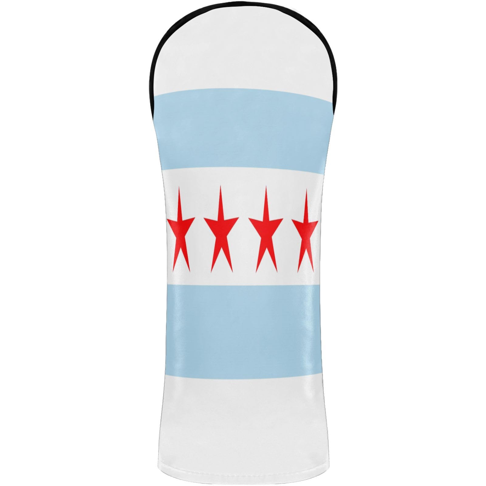 Golf Club Head Cover Headcover with Interchangeable No. Tags for Woods and Driver Fairway Hybrid Flag of Chicago