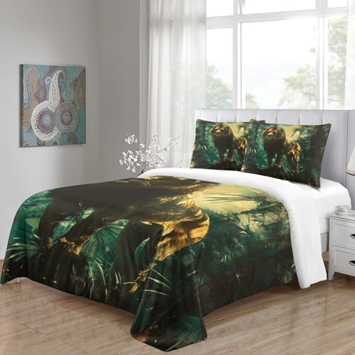 Housse de couette lion finition premium lit simple en microfibre - 5