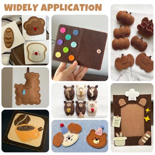 Image of 30Pcs Stiff Felt Sheets, 1mm Thick Felt Fabric Squares for Sewing & DIY | 5 Shades Of Brown Colors Craft Felt, Hard Felt, Thick Felt & Felt Paper for Patchwork, Home Decor & Handmade Projects