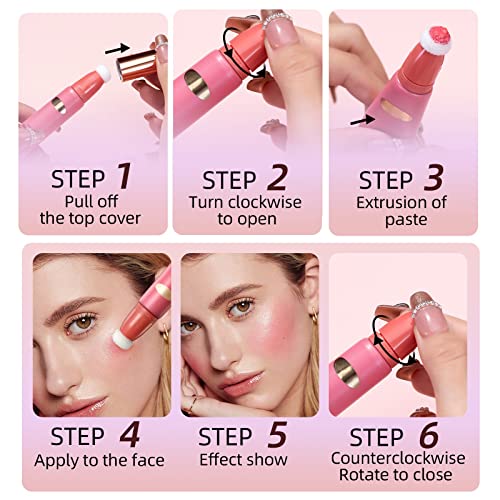 Mrinb Liquid Blush, Cream Blush Stick with Cushion Applicator, Waterproof Blushers for Cheeks Make up, Lightweight Cream Blusher for Mature Skin - Image 7