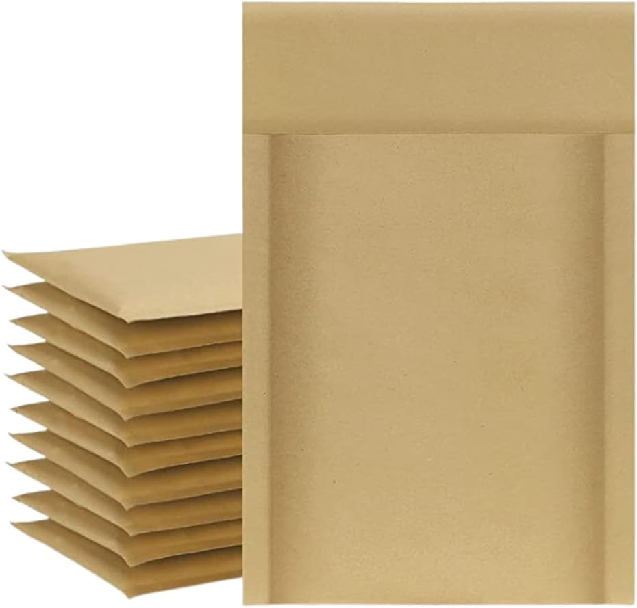 Securement kraft paper bubble lined bags/Paper Cushion padded enveloped/Bubble Courier bags mailing packing and Packaging, Pouch bags with Cushioning (5X7, Brown, 50)
