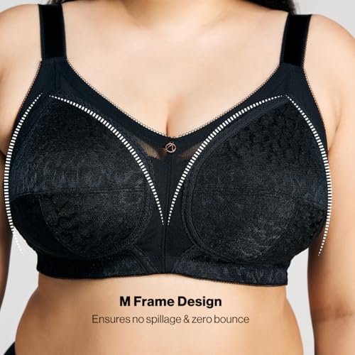 Image of NYKD NYB033 Wirefree Ultimate No Bulge, Shape & Support Non-Padded Lace Full Coverage Bra for Women