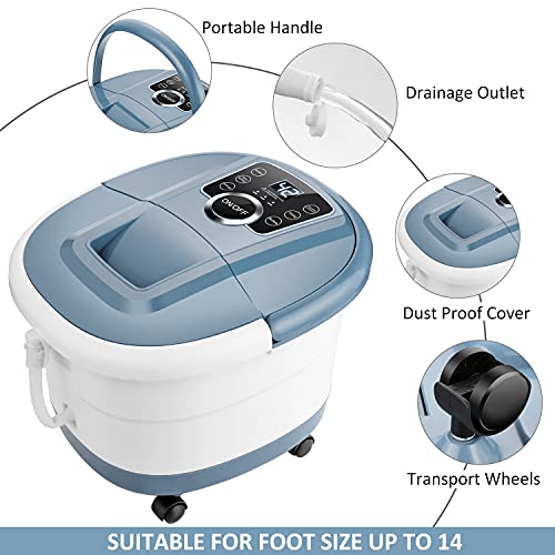 Ovitus Foot Bath Spa Massager With Heat Bubbles,Pedicure Spa Soaker 16 Motorized Shiatsu Roller Massage Feet, Frequency Conversion, Adjustable Time & Temperature, Led Display Touch-Key #TOP3