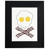 Royal Prints Bacon & Eggs Pirate Skull for Breakfast Framed Print Poster Wall or Desk Mount Options