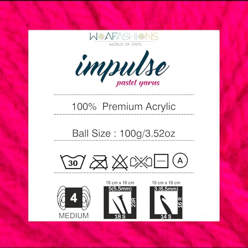 Image of WOAFashions Impulse Hand Knitting & Crochet Yarn (Poppy Fuchsia) (100gms - Pack of 1)