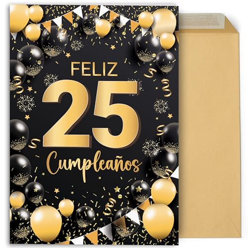 CONTRAXT Tarjeta regalo felicitación de Cumpleaños 25 Años. Detalle regalo postal original grande 42x30 cm abierta felicitaciones feliz cumpleaños familia amigos compañeros (25 Años) CONTRAXT Tarjeta regalo felicitación de Cumpleaños 25 Años. Detalle regalo postal original grande 42x30 cm abierta felicitaciones feliz cumpleaños familia amigos compañeros (25 Años)