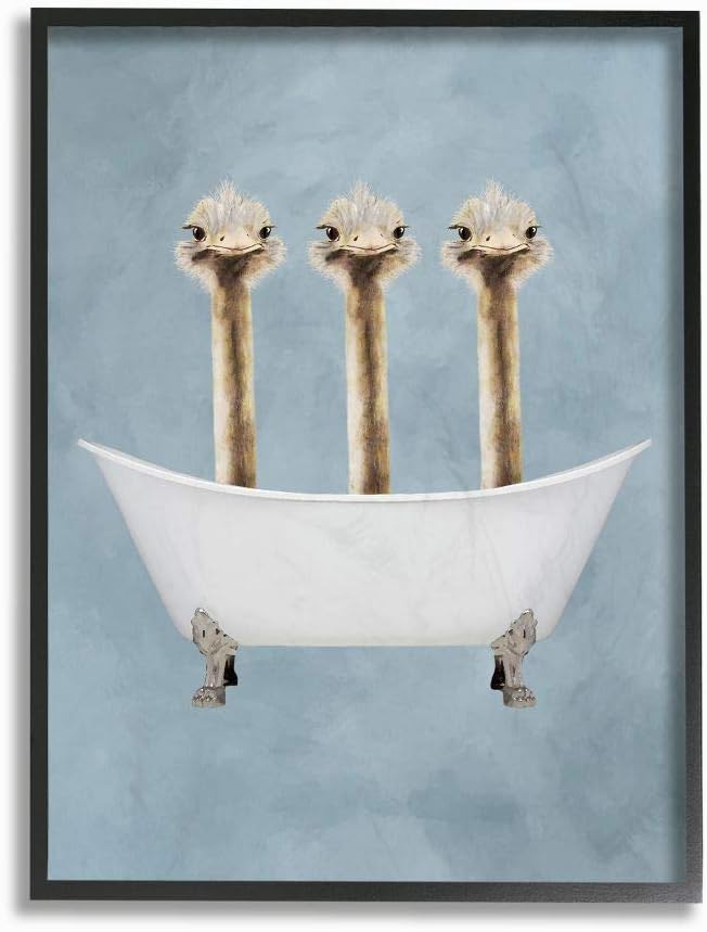 Stupell Industries Three Ostriches In A Bathtub Stretched Canvas Wall Art, 16 x 1.5 x 20, Multi-Color