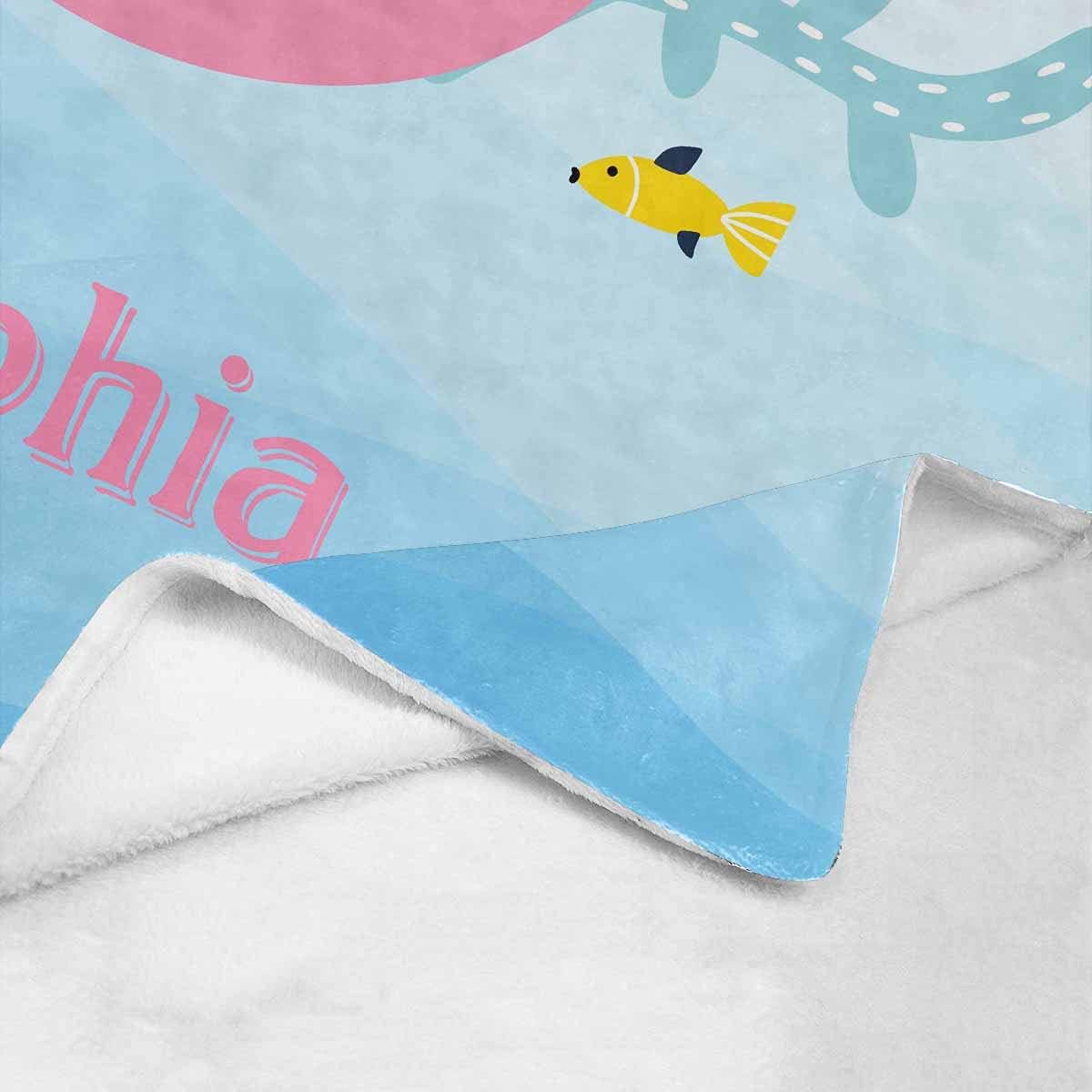 Custom Name Blankets for Baby Boys Girls - Personalized Baby Blankets with Shark Design for Kids - Funny Throw Blanket with Cute Animal - Customized Swadding Blanket for Toddler Super Soft 50"x60"