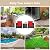 AUGESTER 3 PCS Patio Furniture Set, Outdoor PE Rattan Wicker Conversation Sofa Set w/Washable Cushion and Tempered Glass Tabletop, All Weather Chat Sofa for Garden Poolside Balcony Porch Bistro (Red)