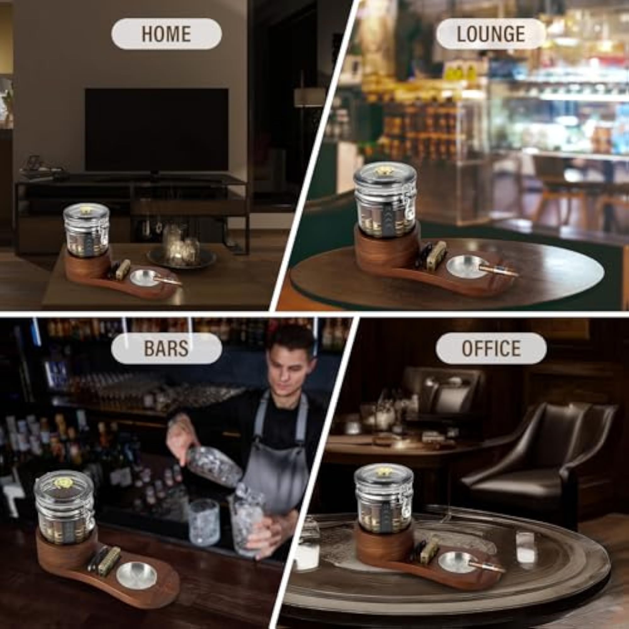 Cigar Humidor and Ashtray Kit, Solid Wood