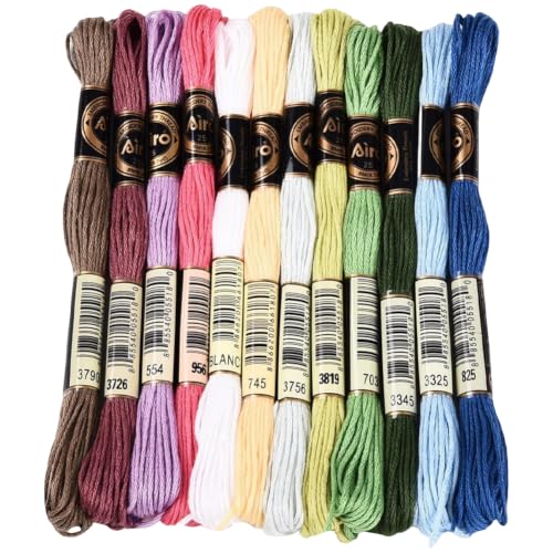 Image of 12 Skeins 105 Yards Rainbow Embroidery Floss for Jewelry Making