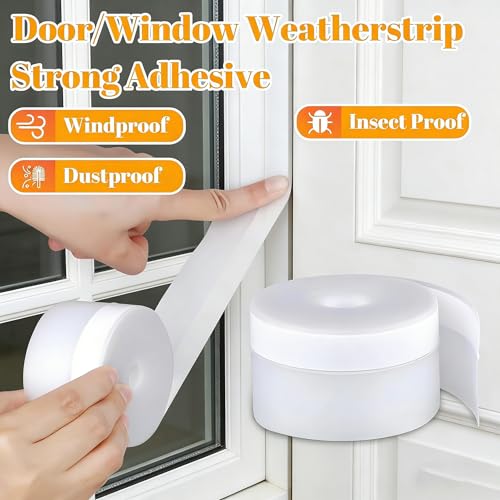 Image of ZOMPAGO Transparent Weather Stripping Door Seal 1.8in x 16.4FT, Silicone Seal Tape for Doors and Windows, Self Adhesive Draft Seal Tape for Doors, Door Insulation Strip Gap Filler Door Sweep