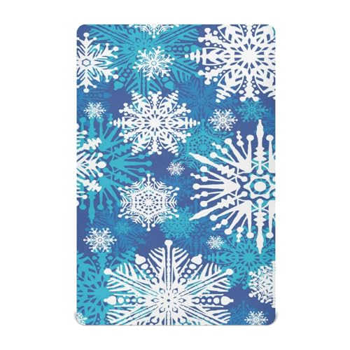 Moudou Blue Christmas Snowflake Playard Sheet for Boy Girls, Soft Breathable Fitted Toddler Sheet for Standard Playard Bed Mattress, 39 x 27 x 5 Inch