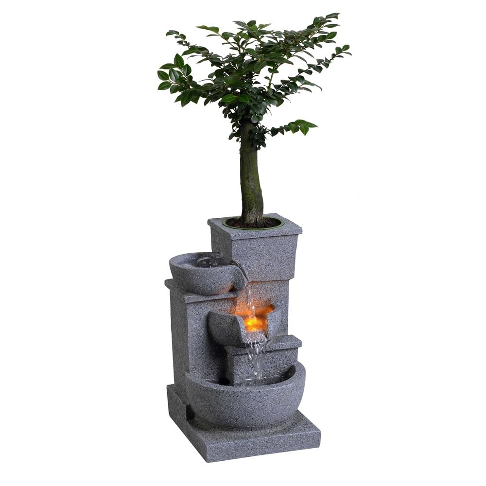 Fuente de Interior Fuente de relajación con vegetación Viva y Cascada Que Fluye, decoración Escritorio for el hogar la Oficina