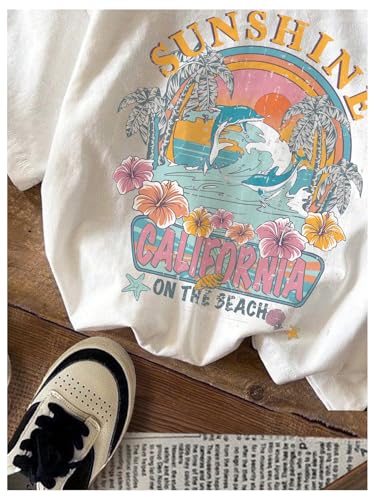Image of RoseSeek Short Sleeve Graphic Round Neck Cute Tops Tee Shirts