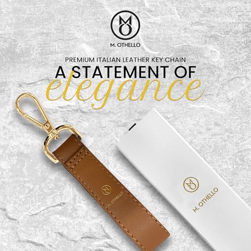 Image of M.Othello Handmade Italian Leather Keychain - 100% Authentic Calf Skin, Gold Hardware, Unisex, Elegant & Timeless Design for Effortless Style in Brown