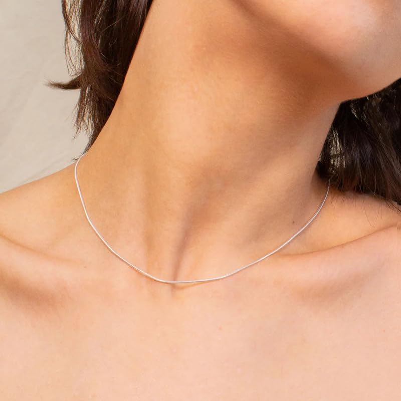 DOLPHERS 925 Sterling Silber Halskette Snake Silber Kette Silber Snake kette Sterling Silber Halskette Männer, Frauen und Mädchen Silber Halskette Snake Halskette 1.2MM/2MM
