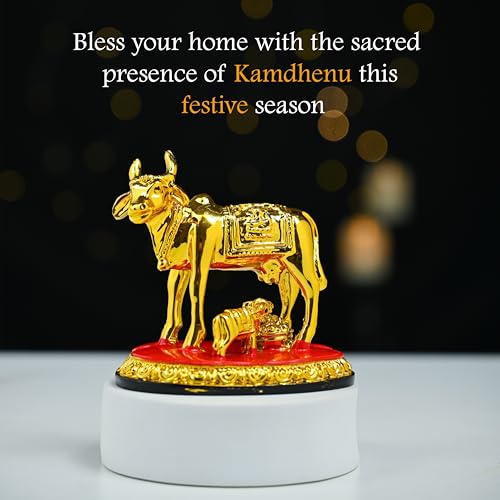 Image of ZAICUS Kamdhenu Cow and Calf Showpiece - Decorative Statue for Home & Office, Symbol of Prosperity and Wealth, Feng Shui Good Luck Diwali Gift