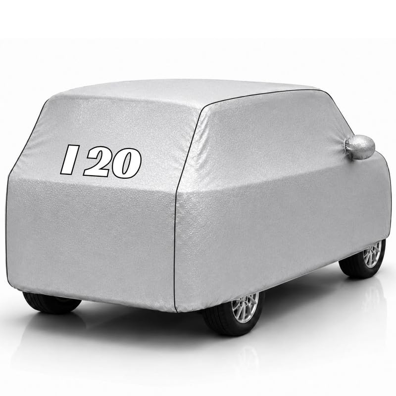 Image of Back-Boo Heavy Waterproof i20 Car Cover | Polyester Car Body Covers for Rain & Sun | UV Protection, Dustproof, Scratch Resistant, Windproof, Heat Resistant, Custom Fit - (Silver)