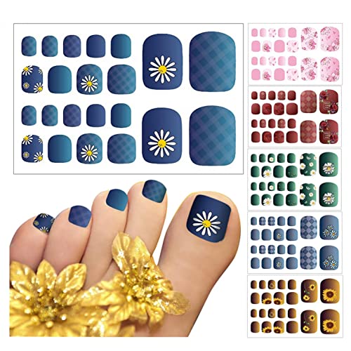 Toe Nail Art Stickers Stickers Womens Self Adhesive Polish Nail Waterproof Wraps Toe Nail Stickers Daisy Cherry Blossoms Stripe Diy Nail Stickers #TOP17