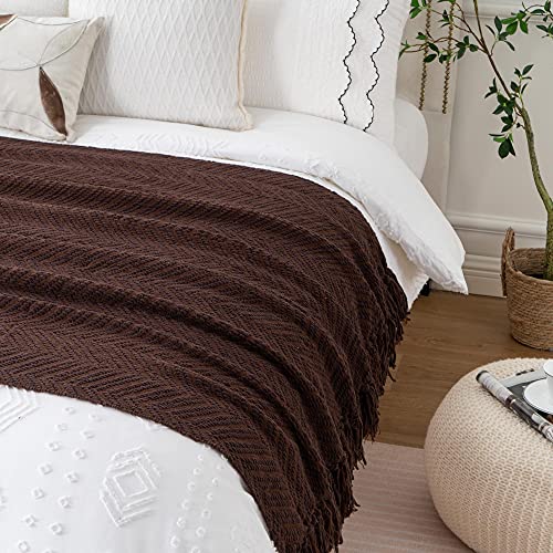 Battilo Home Dark Brown Throw Blanket For Couch, Knitted Brown Throw 50'' X 60'', Super Soft Cozy Warm Chocolate Throw For Living Room Chair Couch Bed Sofa Bedroom Home Decor #TOP5