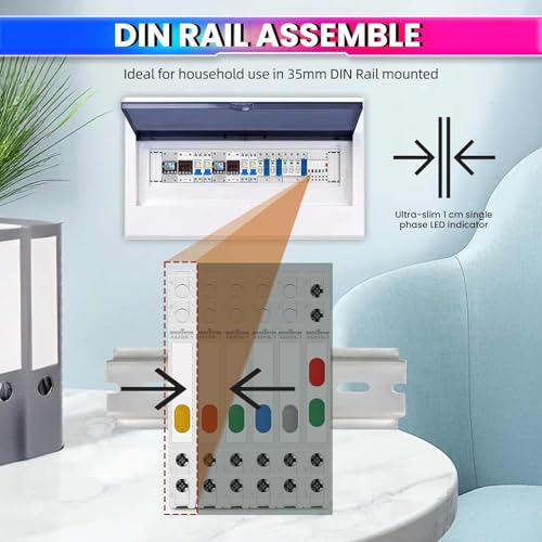 Image of amiciSense Ultra-Compact 230VAC Phase Indicator - Only 1cm Wide, Yellow LED Indicator for Quick & Accurate Phase Monitoring