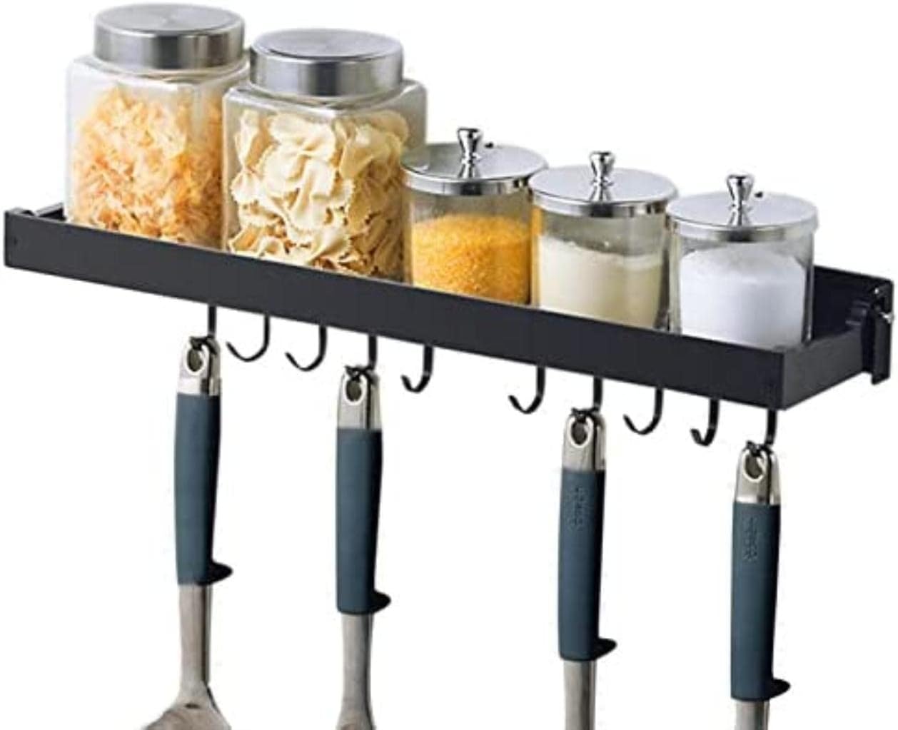 Kitchen Shelf Kitchen Hanging Rack with Hook Kitchen Utensil Hanger Wall Mounted Kitchen Utensil Stainless Steel Rack Microwave Bracket/50Cm