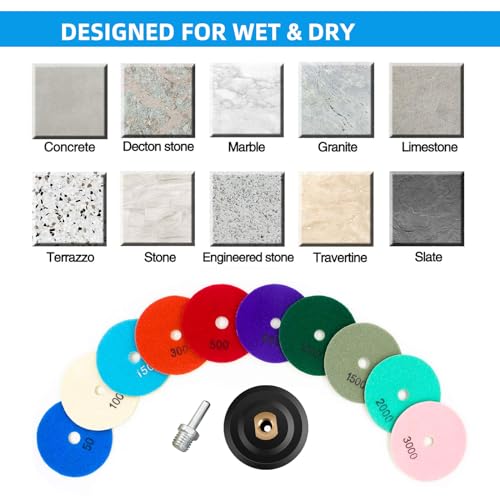 image for Tanzfrosch 13 Pack 4 inch Diamond Polishing Pads Set Wet/Dry Polishing