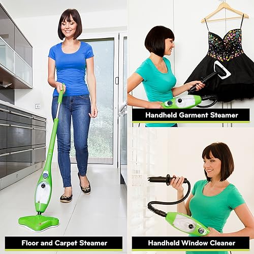 Image of H2O X5 5-in-1 Multi-Purpose Steam Mop, Handheld Steam Cleaner, Adjustable Height, Removable Tank, Large Capacity, Rapid Heat Up, Steam Control, Lightweight, High Pressure with additional 3pk pads