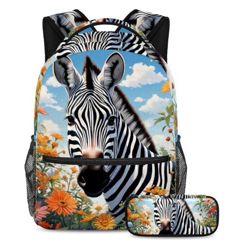 Cartable zèbre fleuri idéal pour la rentrée scolaire des filles et garçons