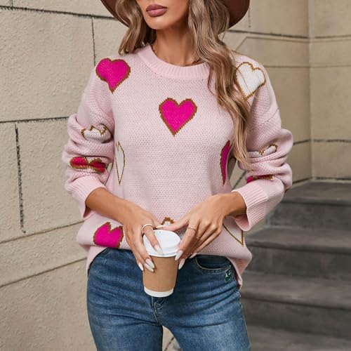 Juniors Heart Lover Graphic Loose Fit Boat Neck Sweater for Women Long Sleeve Crochet Winter Fall 2025 Fashion Y2K2