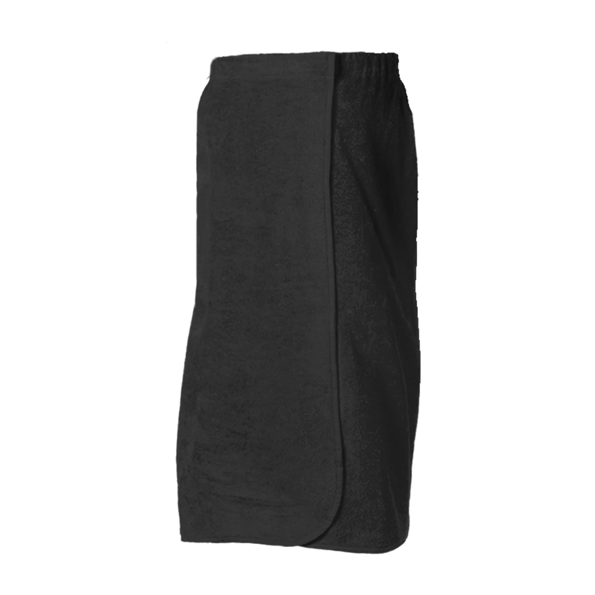 Aztex Women's Black Towelling Cotton Sarong With Elasticated Back And Fastener - One Size, Beachwear Cover-Up