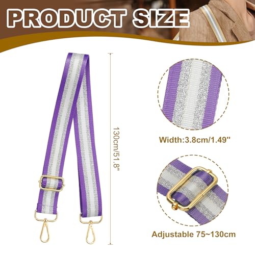 Image of PATIKIL Purse Strap, Wide Shoulder Strap Adjustable Crossbody Bag Straps Universal Replacement Shoulder Bag Belt for Women's Handbags Canvas Guitar Bag Backpack, Purple
