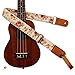 MUSIC FIRST Original Design â€œRosa Multiflora in Creamâ€ Soft Muslin & Genuine Leather Ukulele Strap Ukulele Shoulder Strap With a MUSIC FIRST Genuine Leather Strap Locker